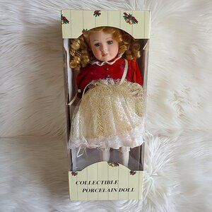Collectible Porcelain Christmas Dress Xmas Promo Doll